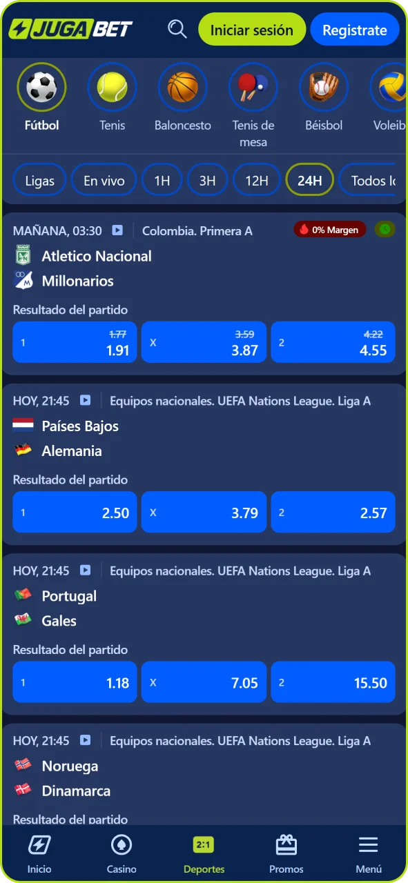 Realiza tus apuestas deportivas en la app de Jugabet fácilmente.