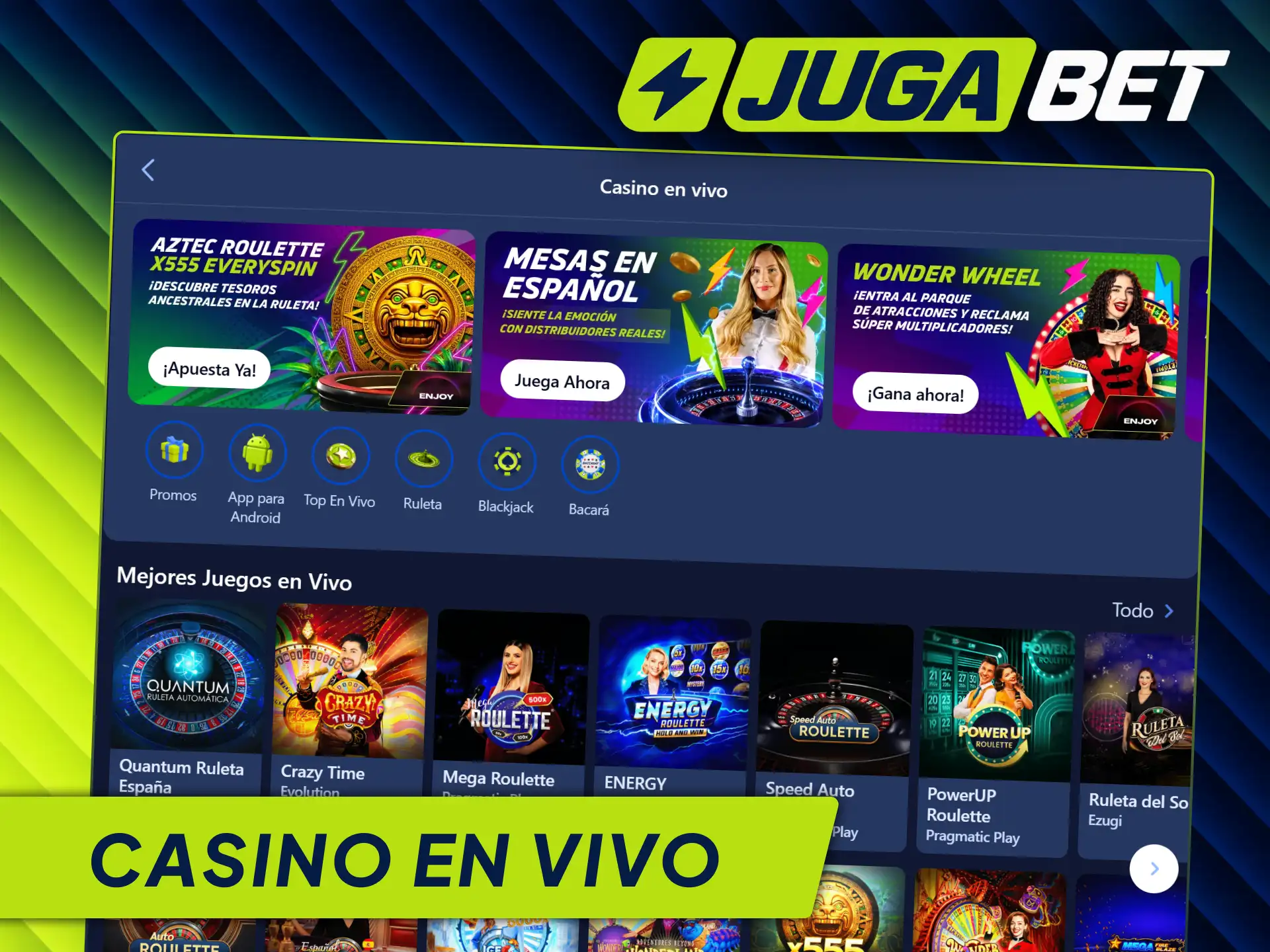 Disfrutá del casino en vivo de Jugabet para interactuar con crupieres reales.