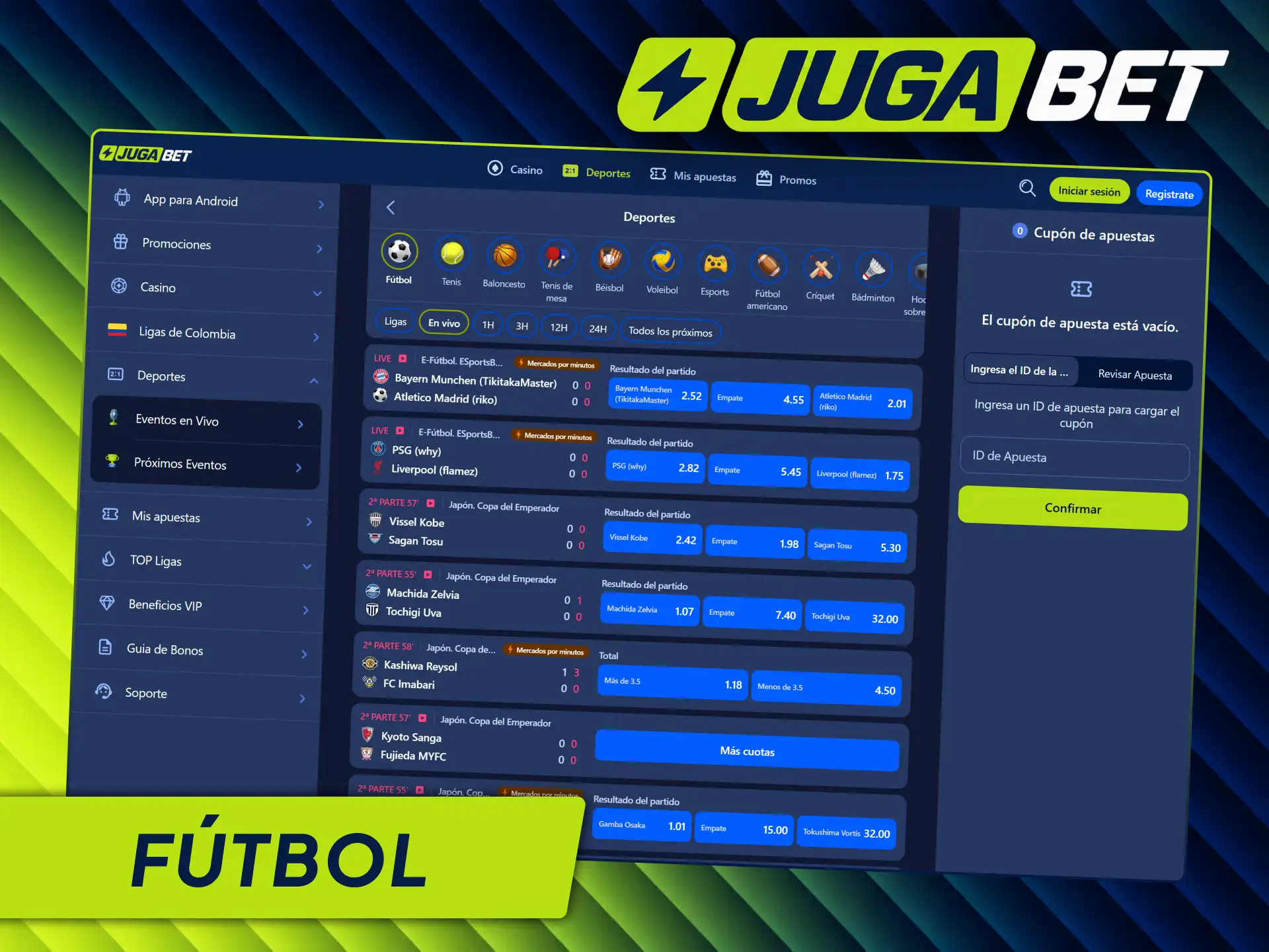 Realiza apuestas de fútbol en Jugabet Colombia y aprovecha las mejores cuotas.