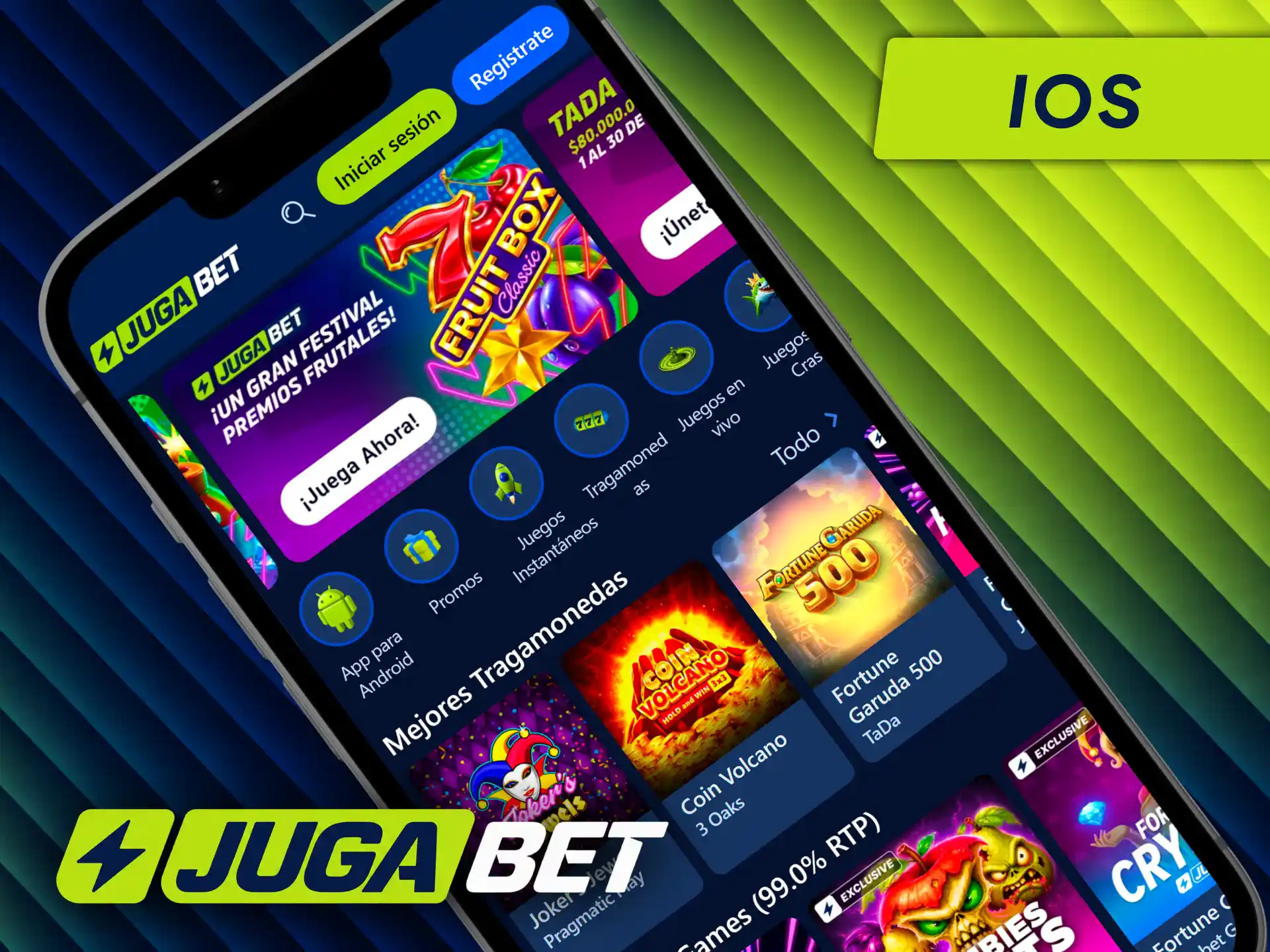 Consigue la app en iOS para llevar la aplicación de Jugabet en tu iPhone.