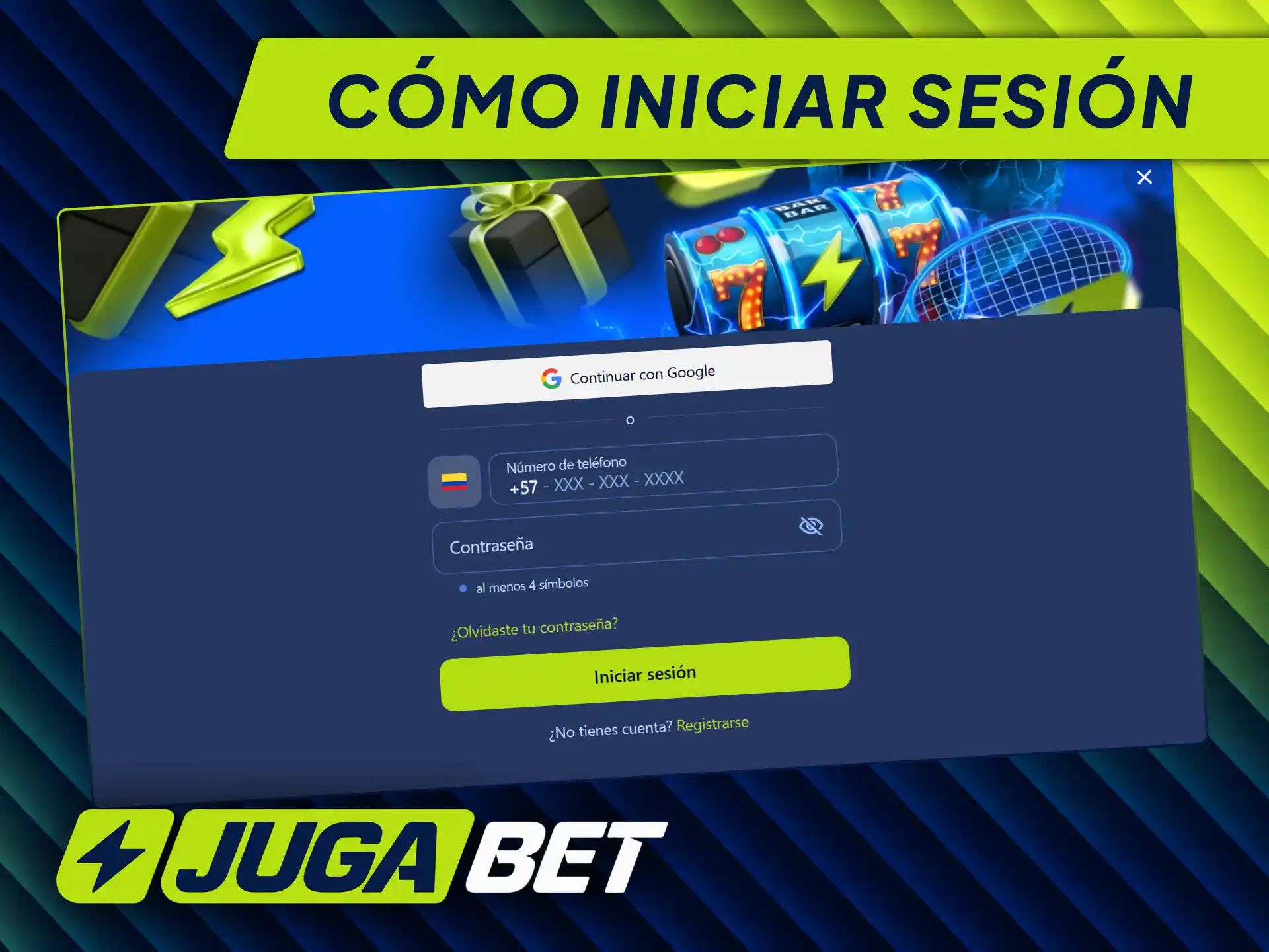 Inicia sesión en tu cuenta de Jugabet Colombia para acceder a tus apuestas.